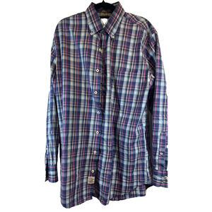 Peter Millar Plaid Mens Size M Dress Casual Button Up Shirt Long Sleeve D19
